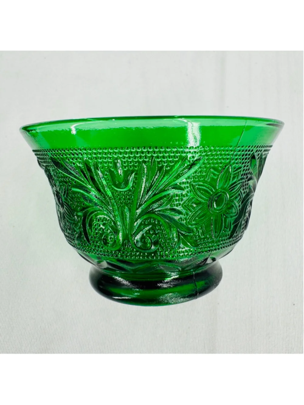 Anchor Hocking Set of 3 Custard Cups Sandwich Pattern Vtg Green Depression Glass